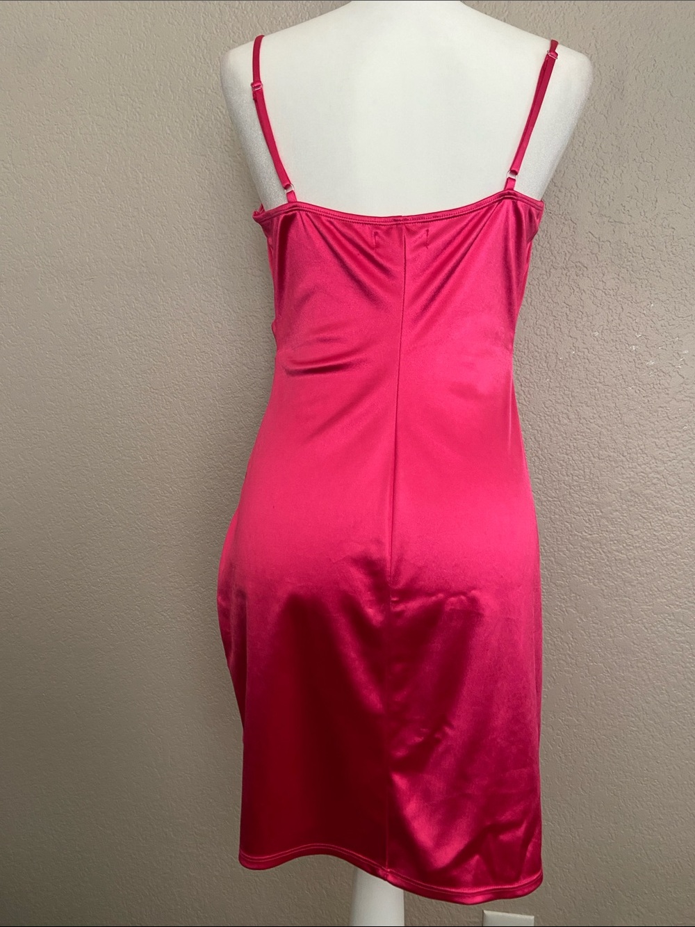 Emerald Sundae Hot Pink Satin Slip Dress, size L. Very flattering design! - Picture 3 of 16